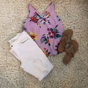 Purple Floral Tank Top